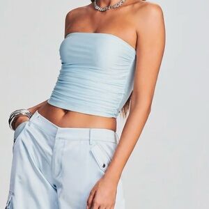 Light Blue Strapless Women's Top